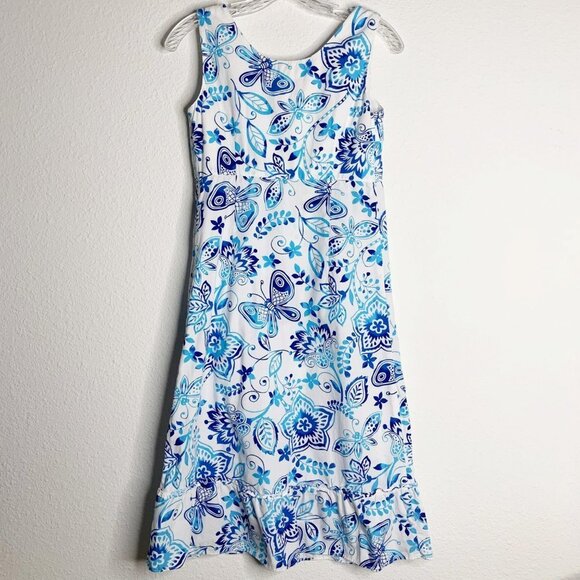 Hanna Andersson Blue Sleeveless Butterflies & Flowers Summer Dress - Picture 2 of 12